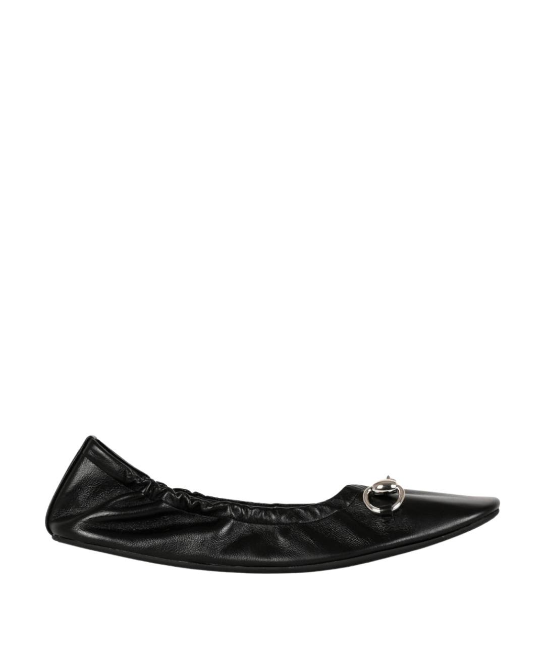 GUCCI Черные кожаные балетки, фото 1