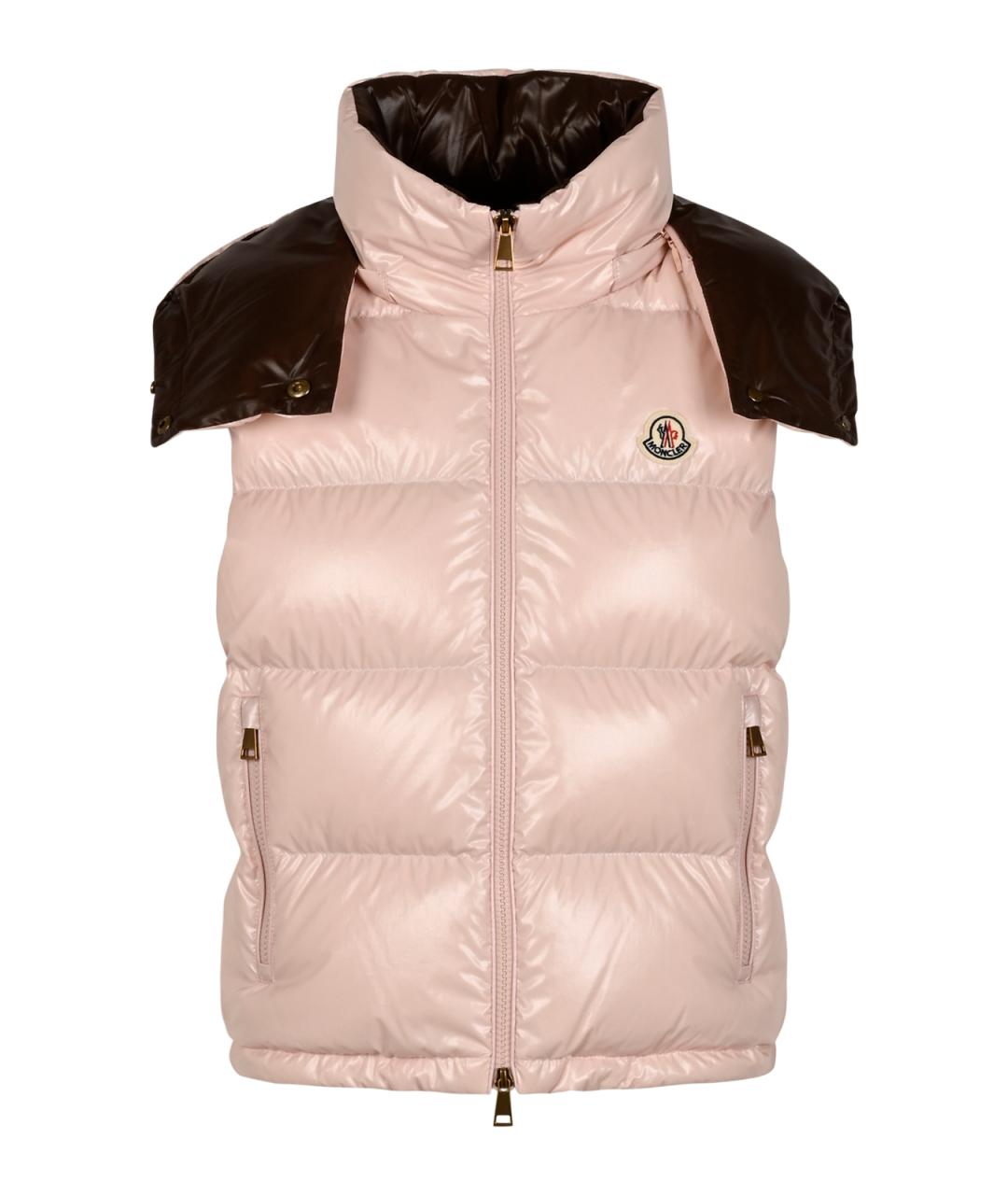MONCLER Розовый синтетический жилет, фото 2