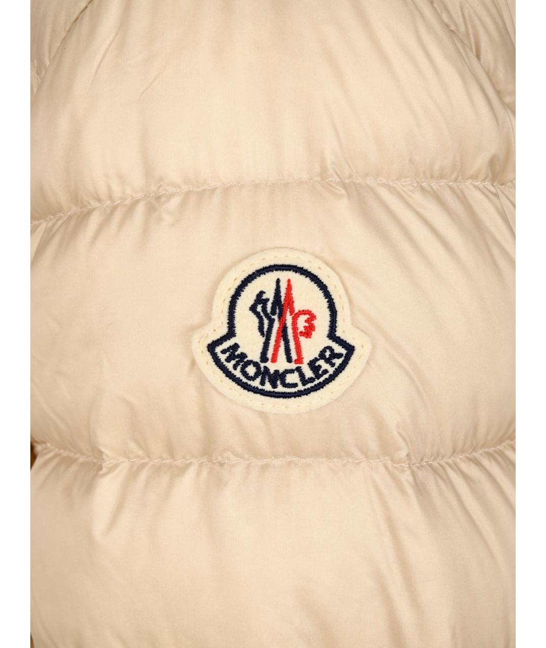 MONCLER Бежевый полиамидовый пуховик, фото 3