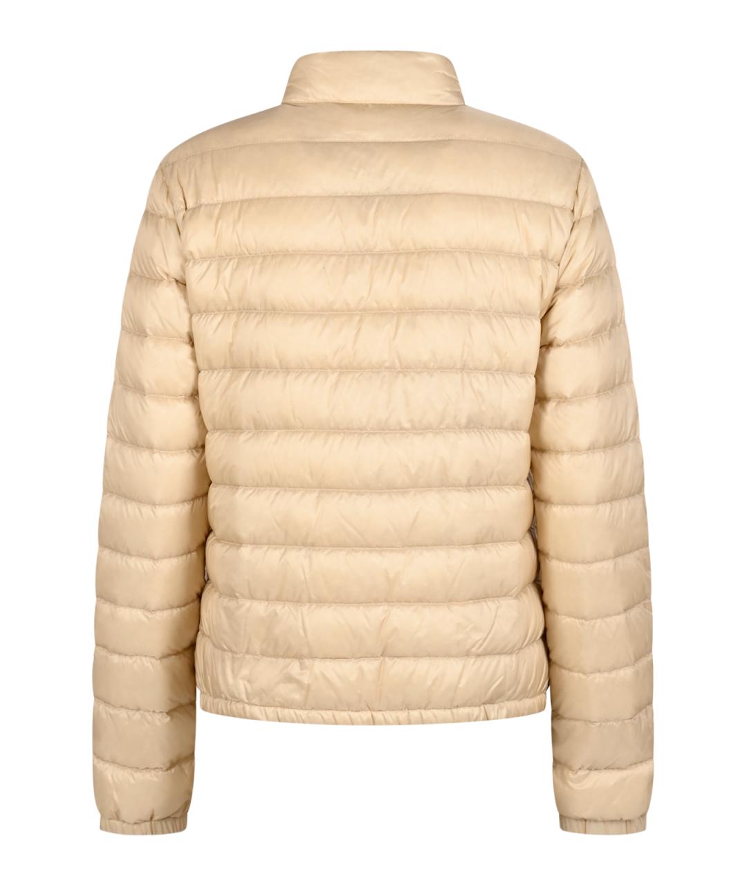 MONCLER Бежевый полиамидовый пуховик, фото 2
