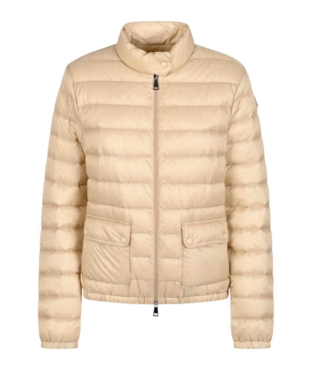 MONCLER Бежевый полиамидовый пуховик, фото 1