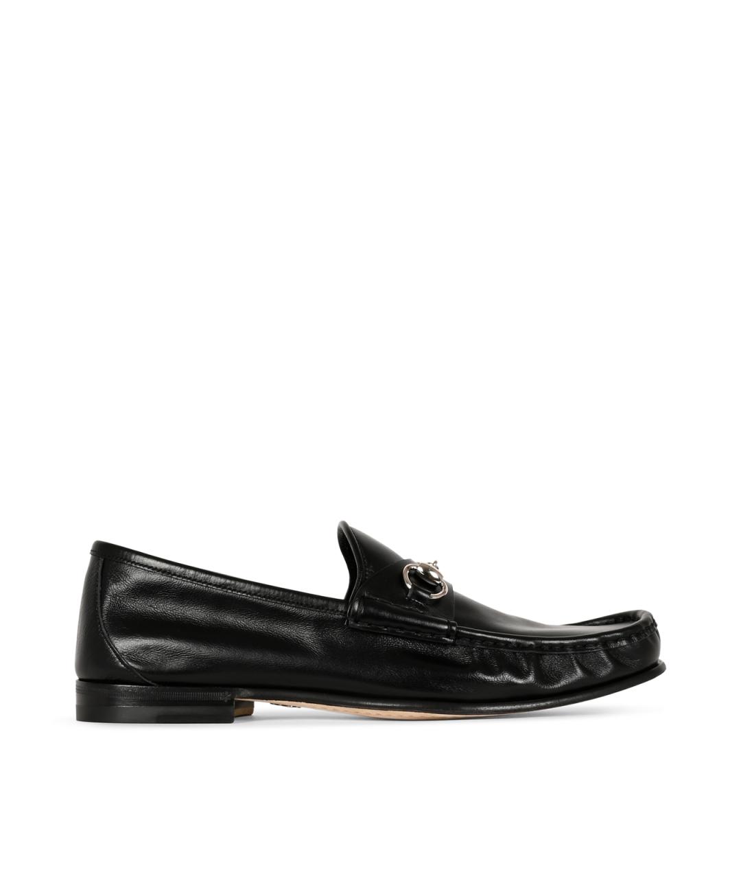GUCCI Черные кожаные лоферы, фото 1