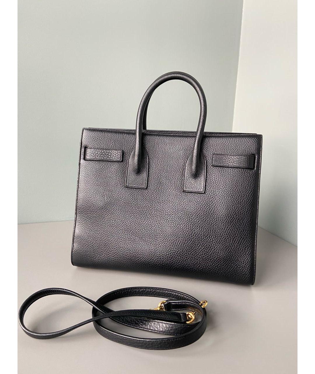 SAINT LAURENT Черная кожаная сумка с короткими ручками, фото 2