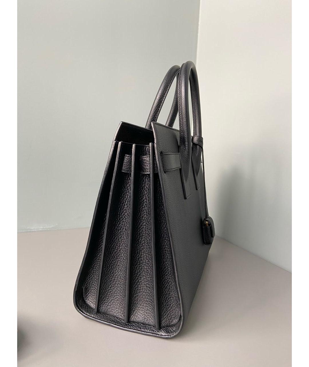SAINT LAURENT Черная кожаная сумка с короткими ручками, фото 3