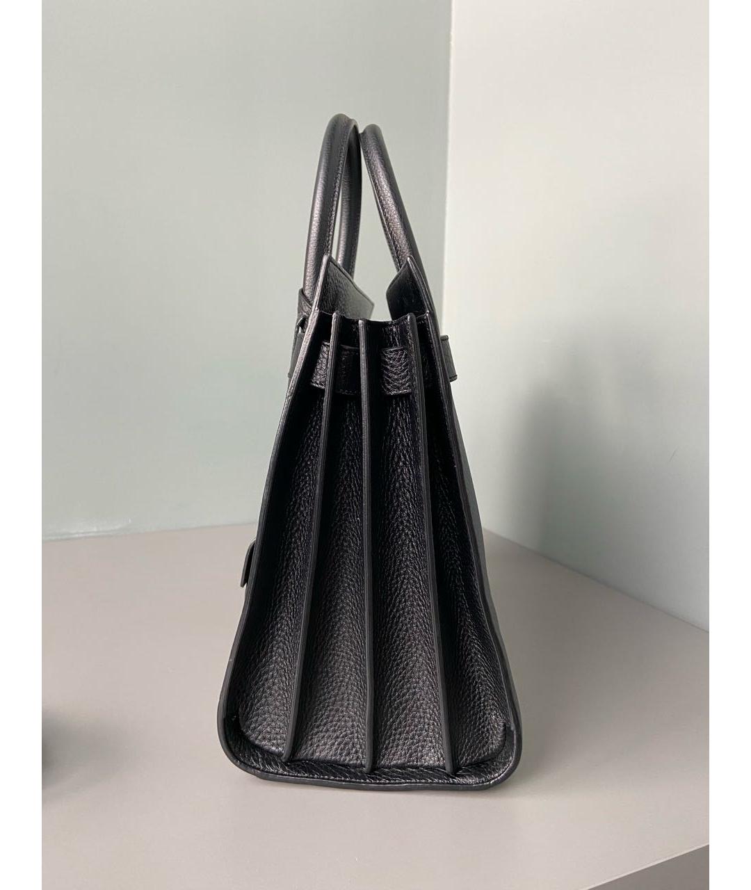 SAINT LAURENT Черная кожаная сумка с короткими ручками, фото 4