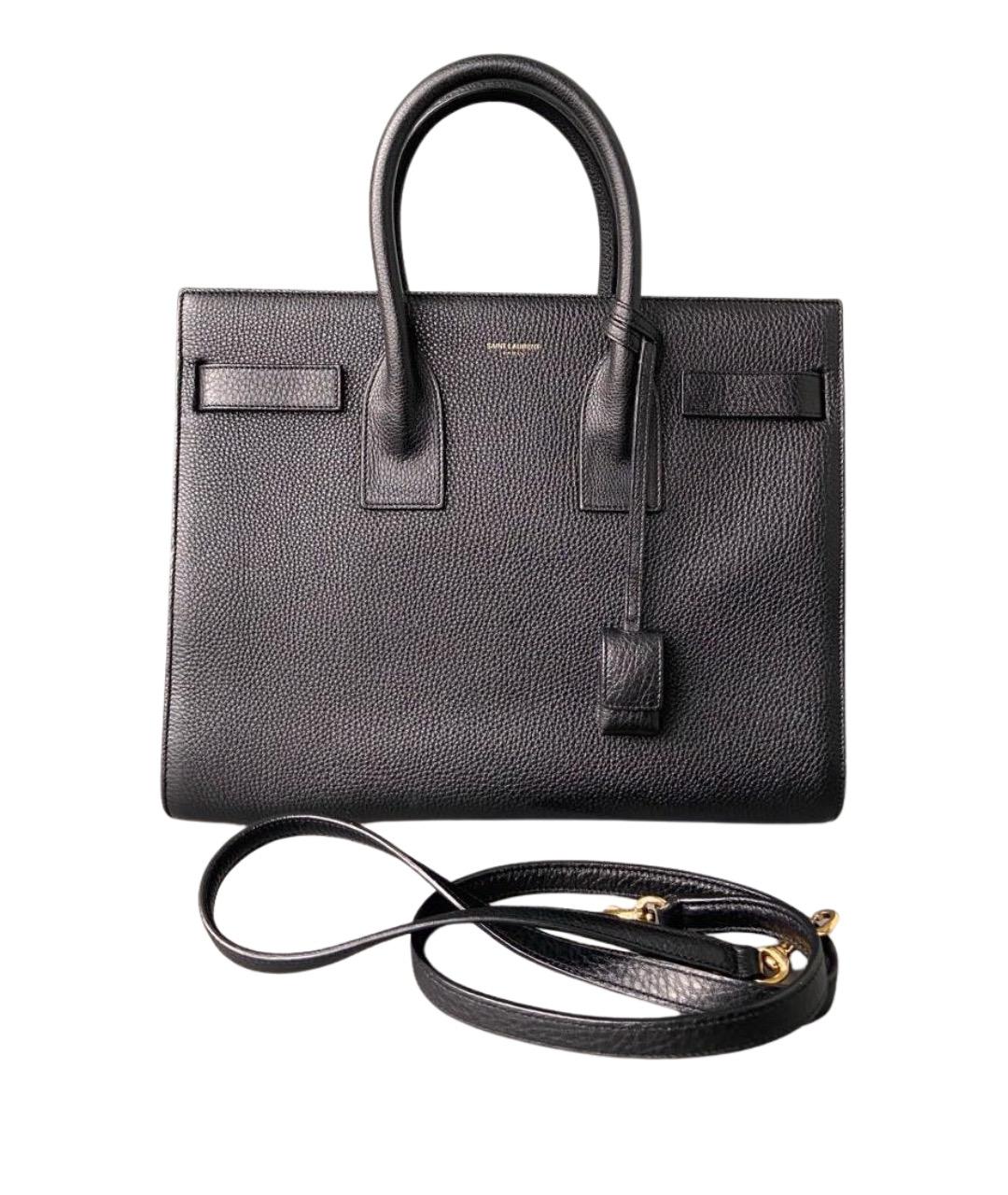 SAINT LAURENT Черная кожаная сумка с короткими ручками, фото 1