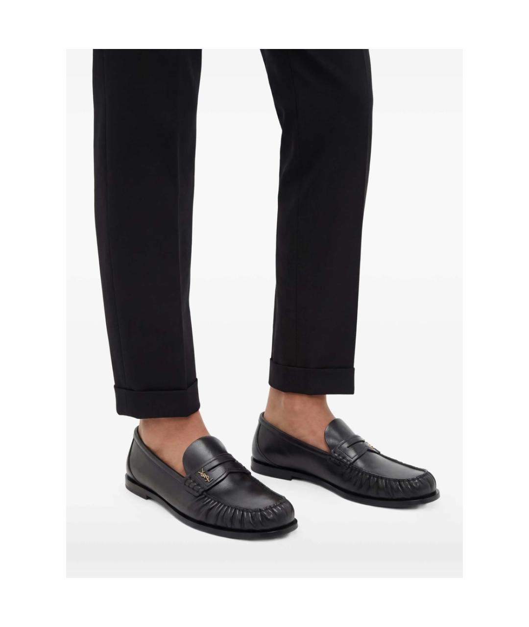 SAINT LAURENT Черные кожаные лоферы, фото 5