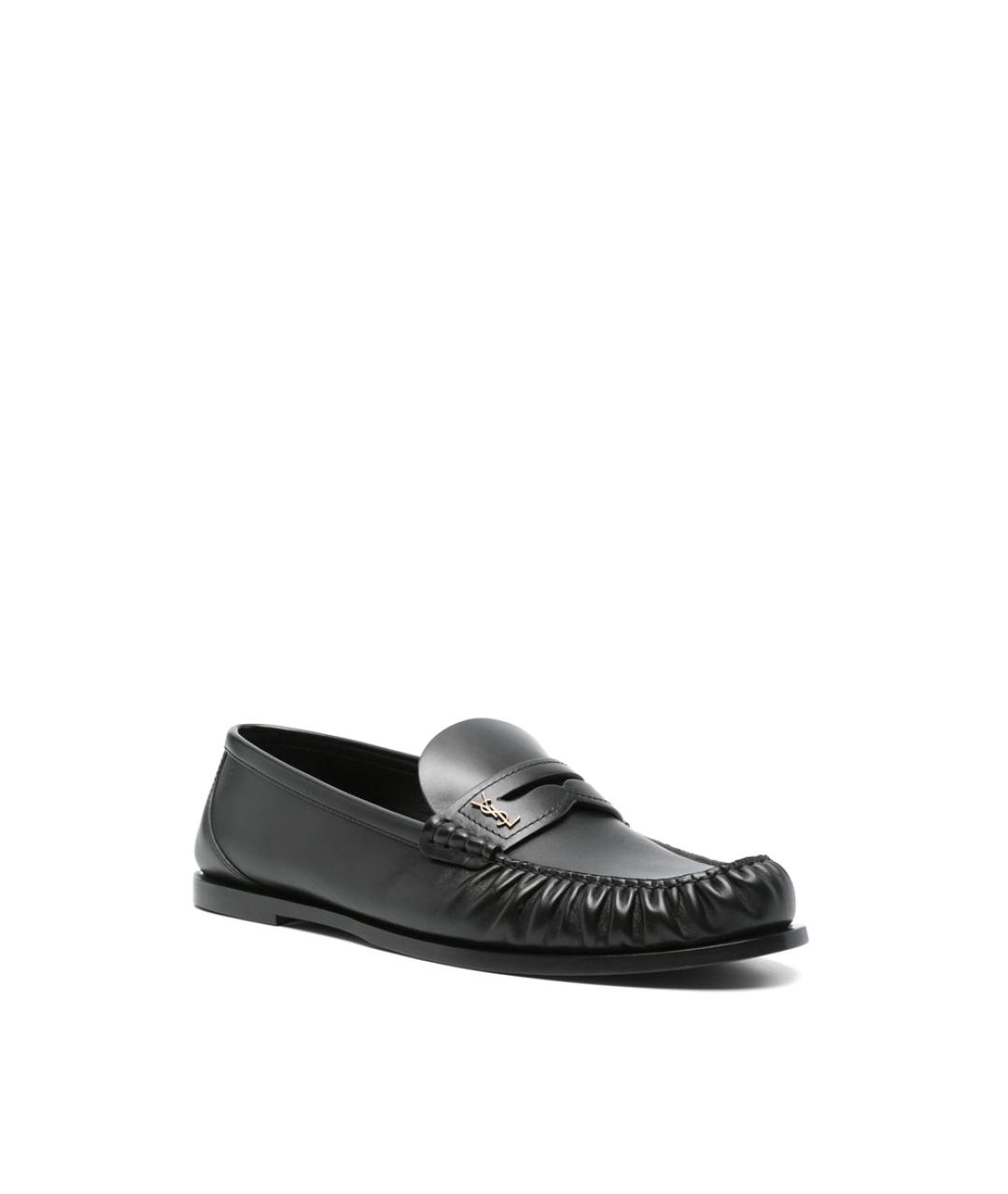 SAINT LAURENT Черные кожаные лоферы, фото 4