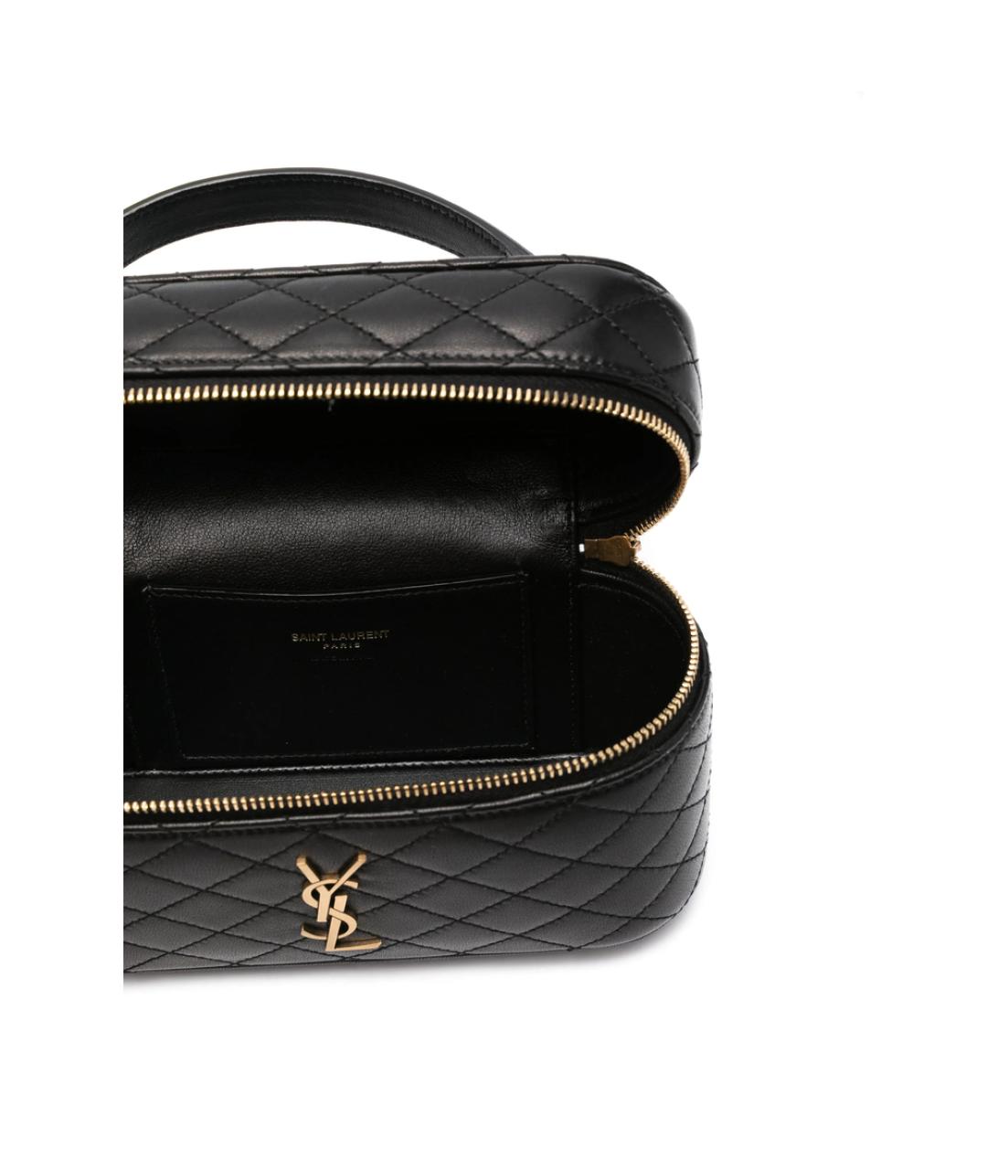 SAINT LAURENT Черная кожаная сумка с короткими ручками, фото 2