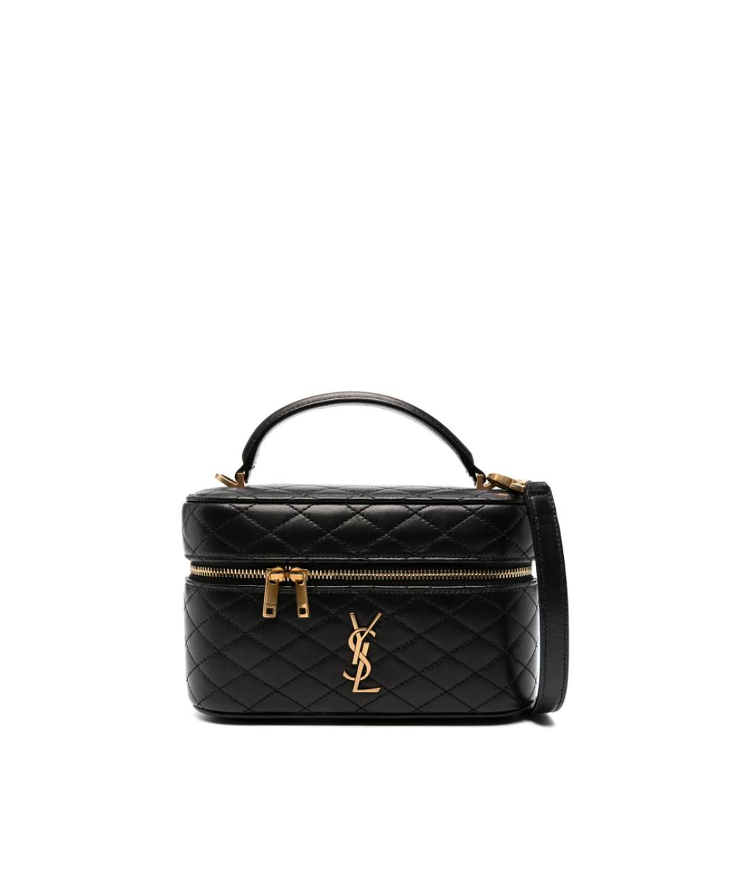 SAINT LAURENT Черная кожаная сумка с короткими ручками, фото 1