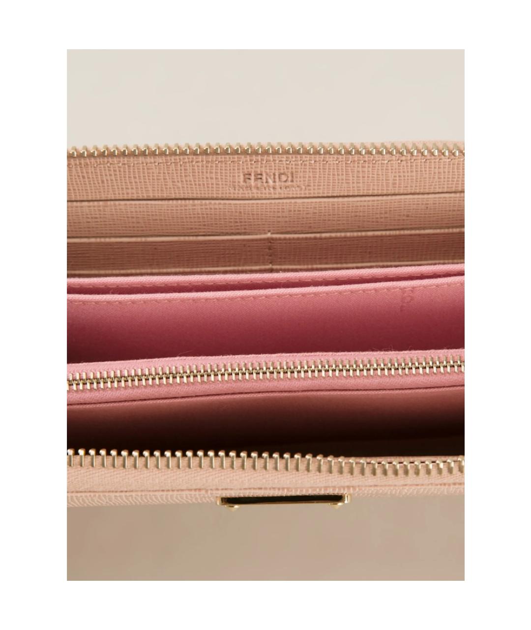 FENDI Розовый кожаный кошелек, фото 3