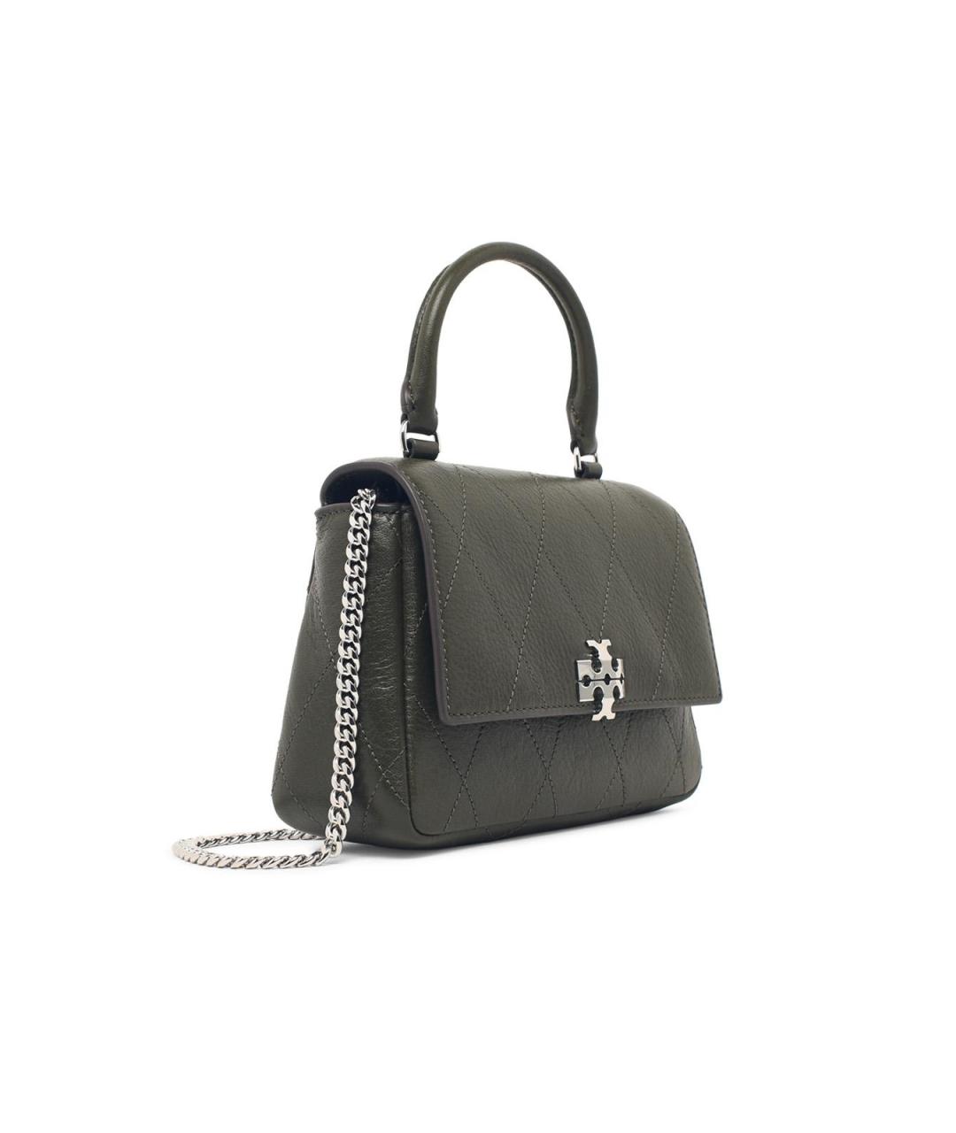 TORY BURCH Зеленая кожаная сумка с короткими ручками, фото 2