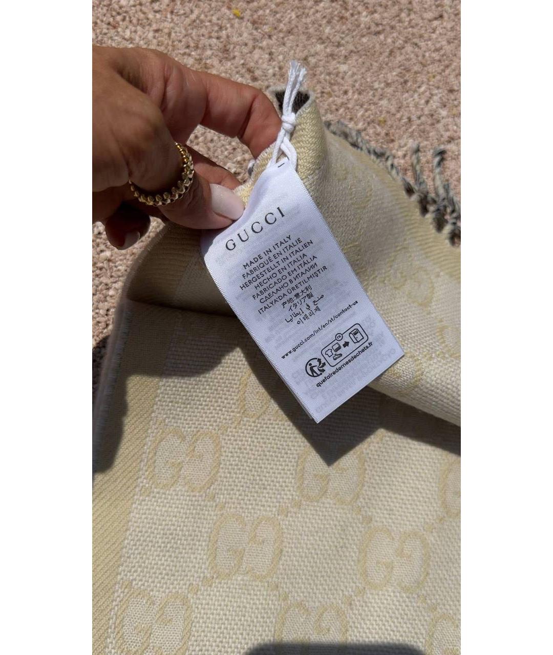 GUCCI Антрацитовый шерстяной шарф, фото 6
