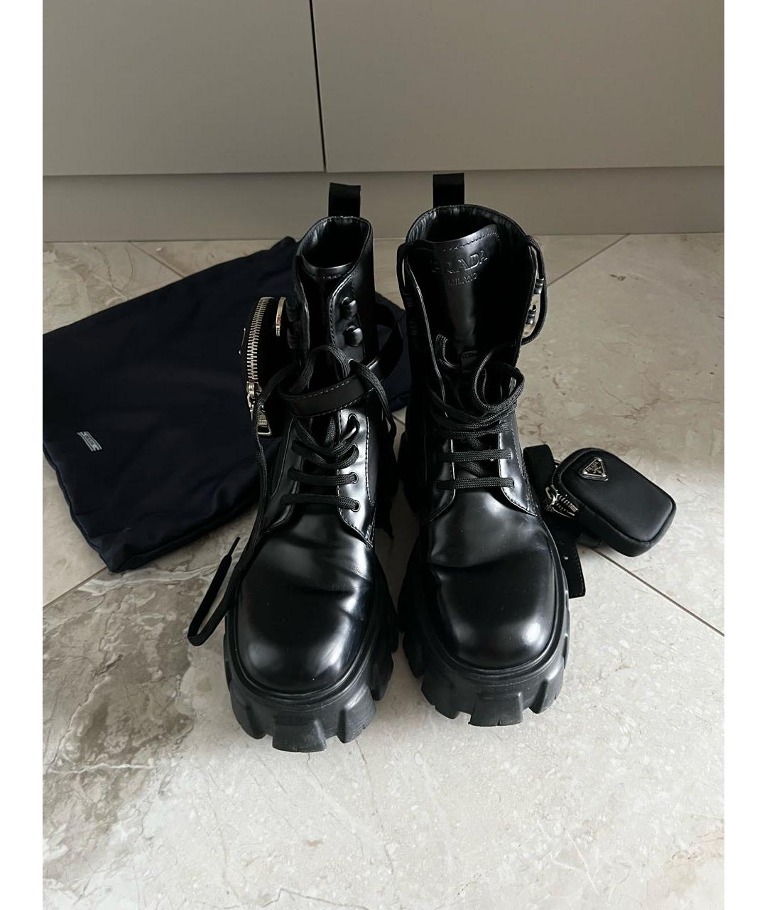 PRADA Черные кожаные ботинки, фото 3