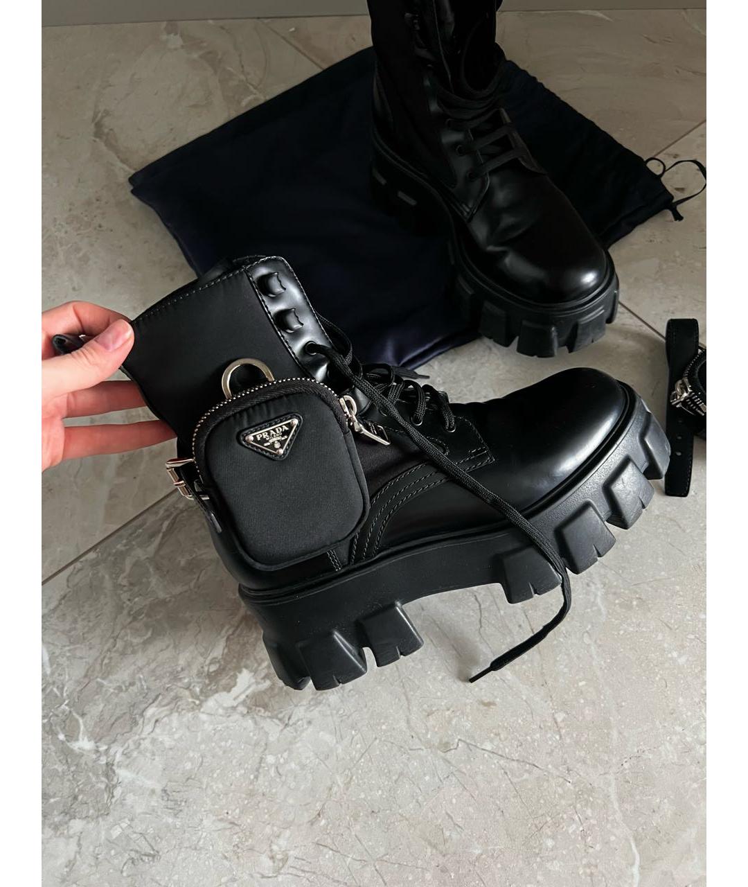 PRADA Черные кожаные ботинки, фото 4