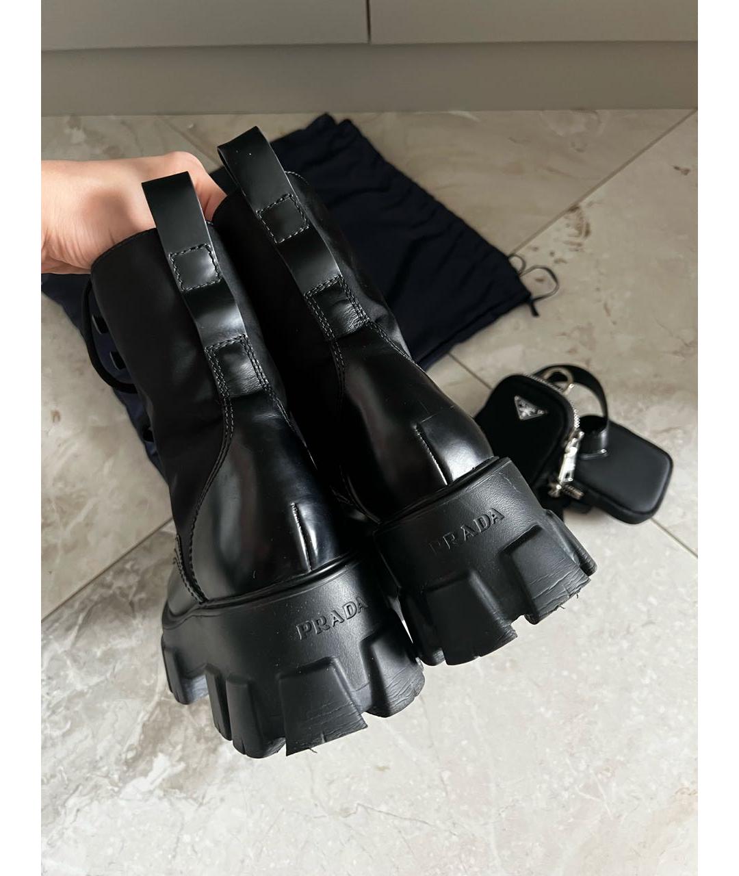 PRADA Черные кожаные ботинки, фото 5