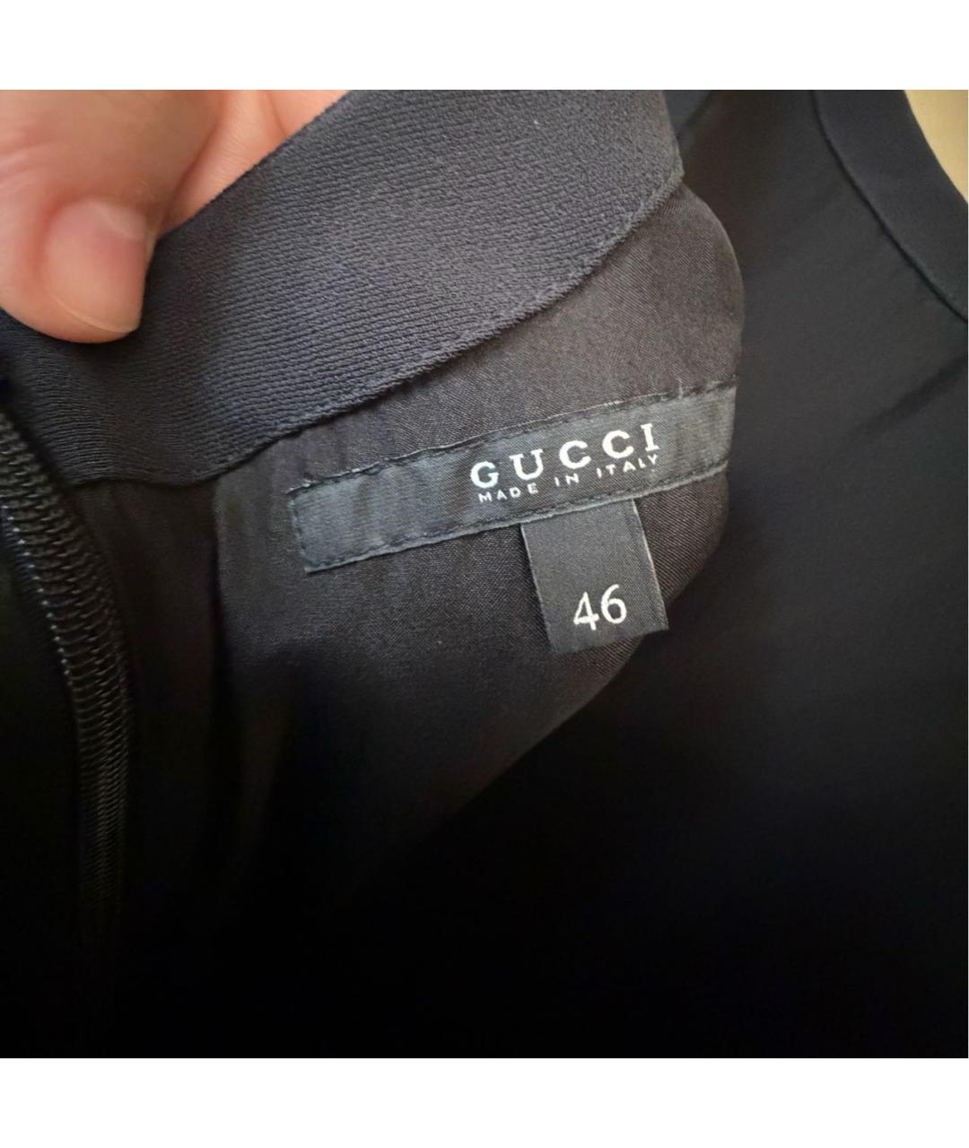 GUCCI Черное шелковое коктейльное платье, фото 7