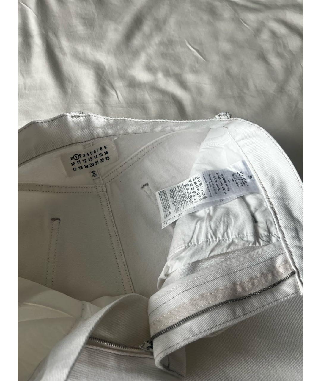 MAISON MARGIELA Белые хлопковые прямые джинсы, фото 6