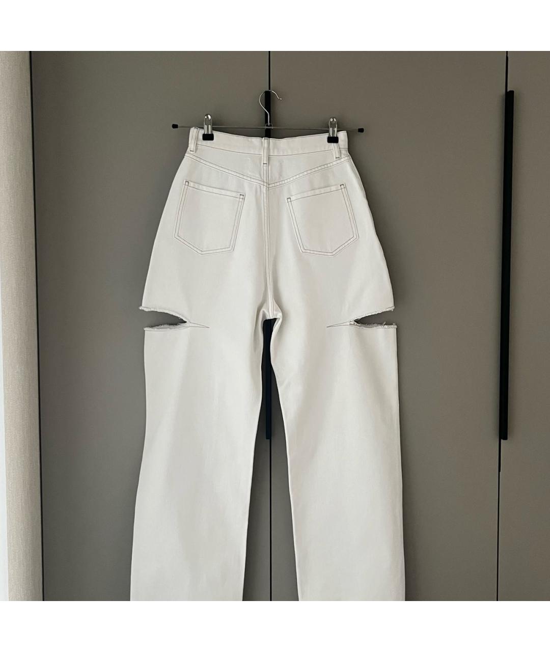 MAISON MARGIELA Белые хлопковые прямые джинсы, фото 5