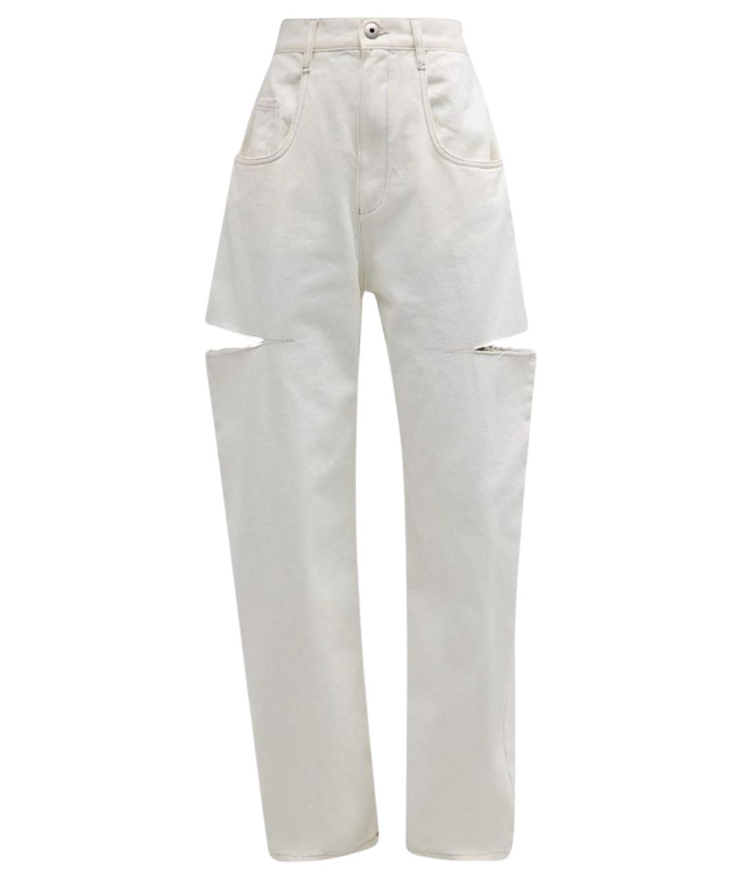 MAISON MARGIELA Белые хлопковые прямые джинсы, фото 1