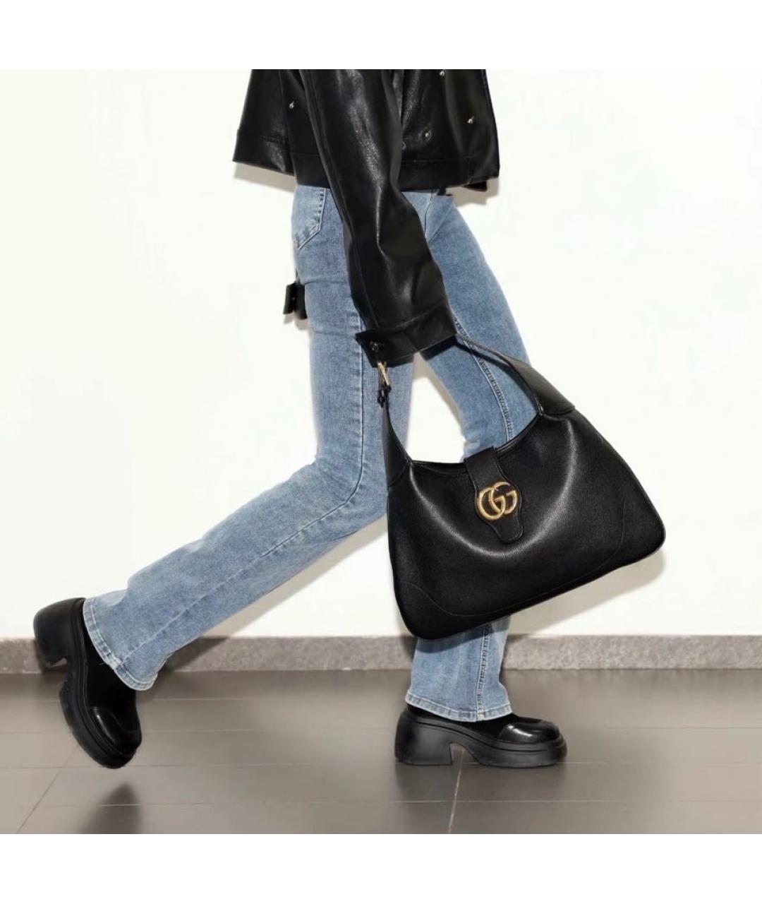 GUCCI Черная кожаная сумка через плечо, фото 8