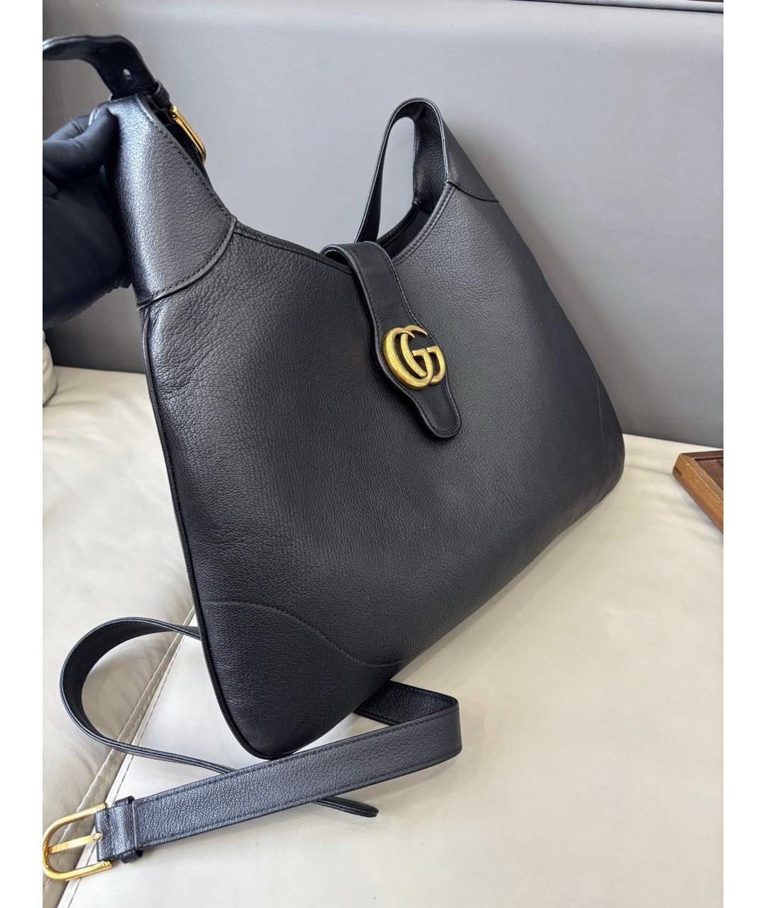 GUCCI Черная кожаная сумка через плечо, фото 4