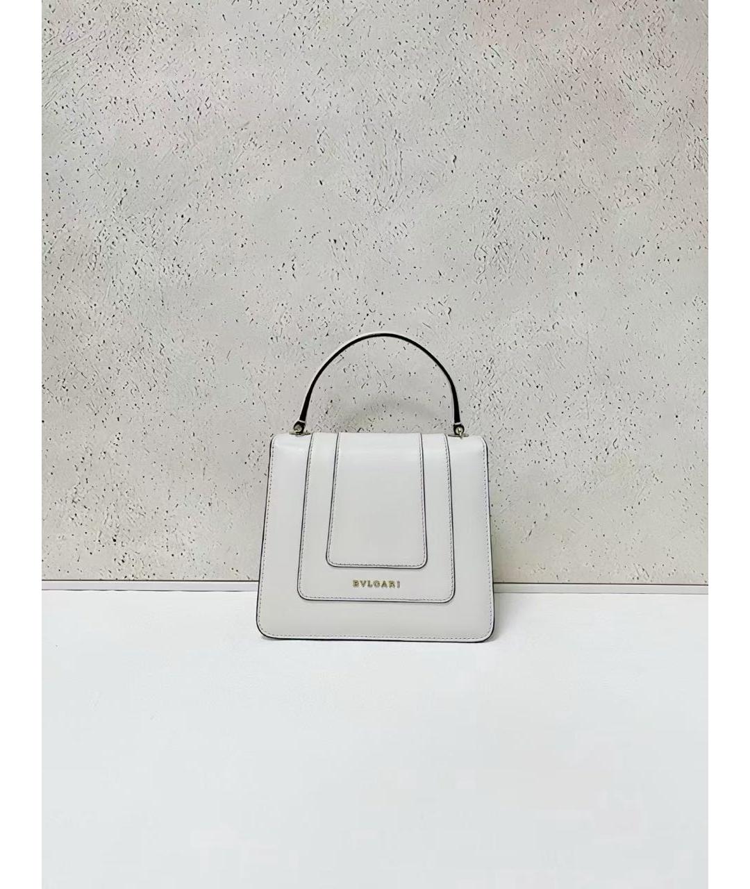 BVLGARI Белая кожаная сумка через плечо, фото 3