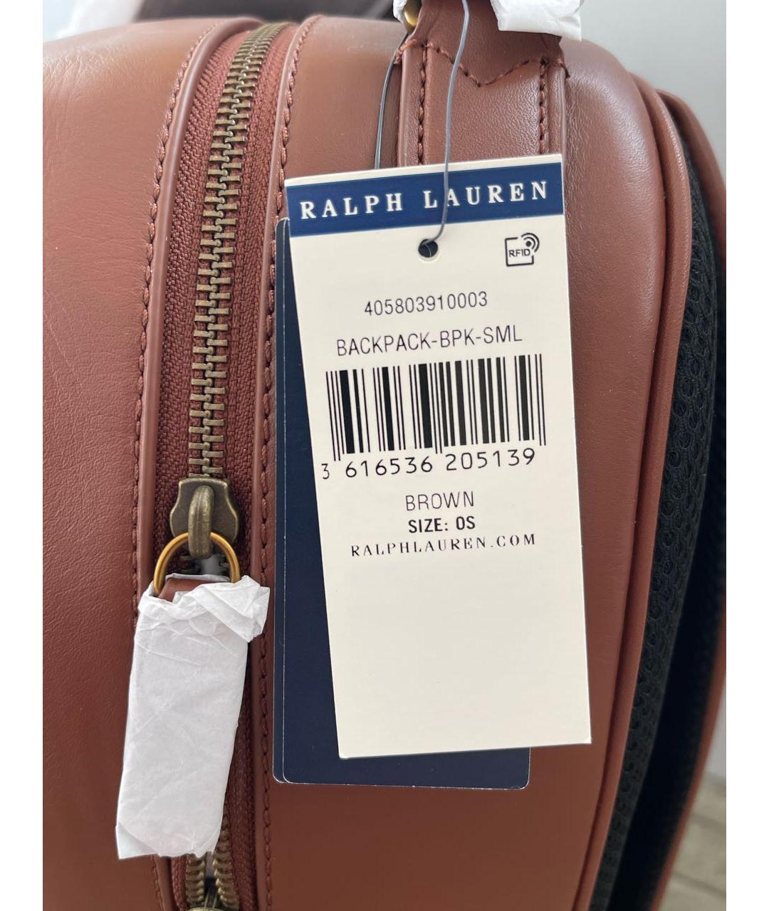 POLO RALPH LAUREN Коричневый кожаный рюкзак, фото 6