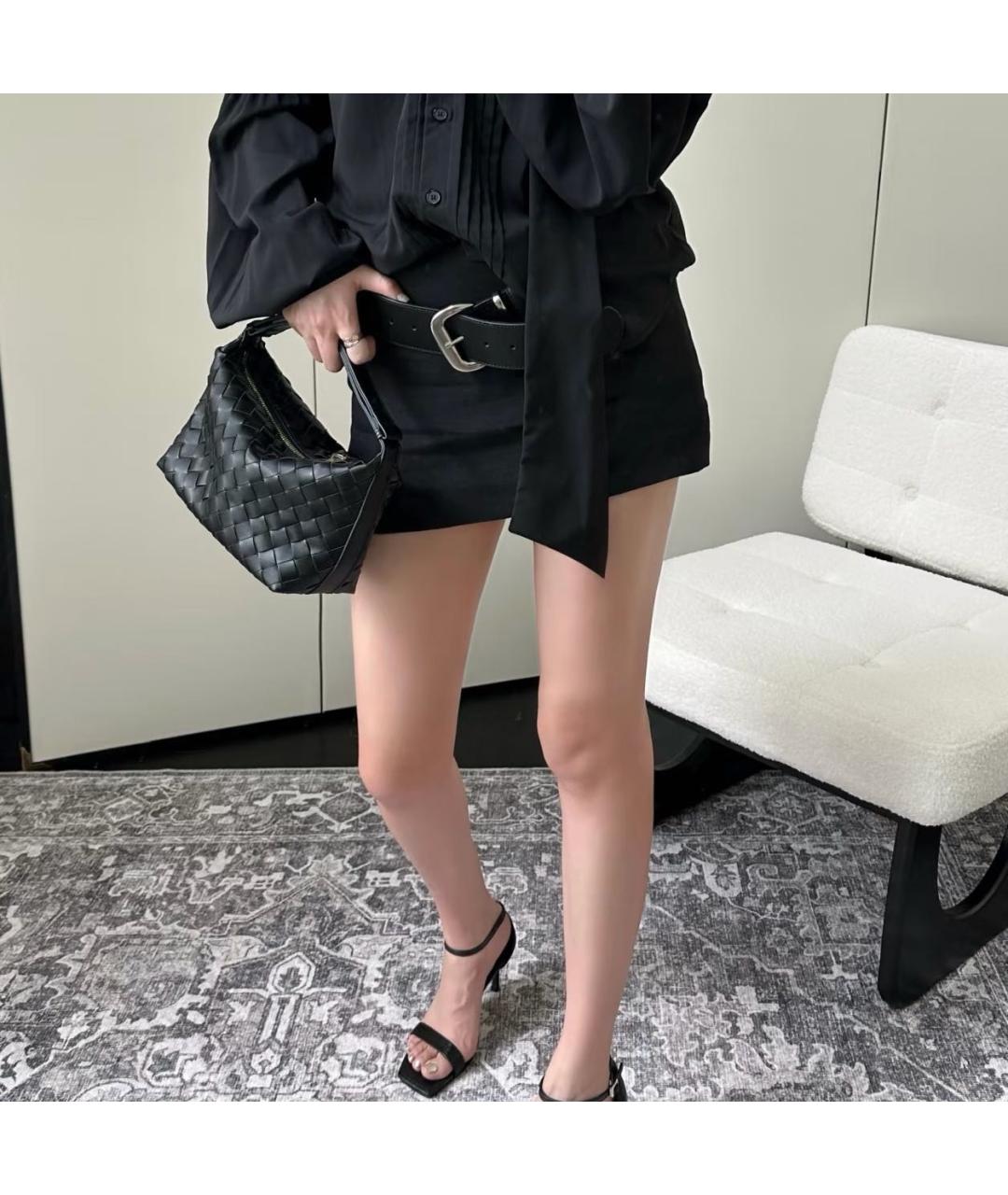 BOTTEGA VENETA Черная кожаная сумка с короткими ручками, фото 5