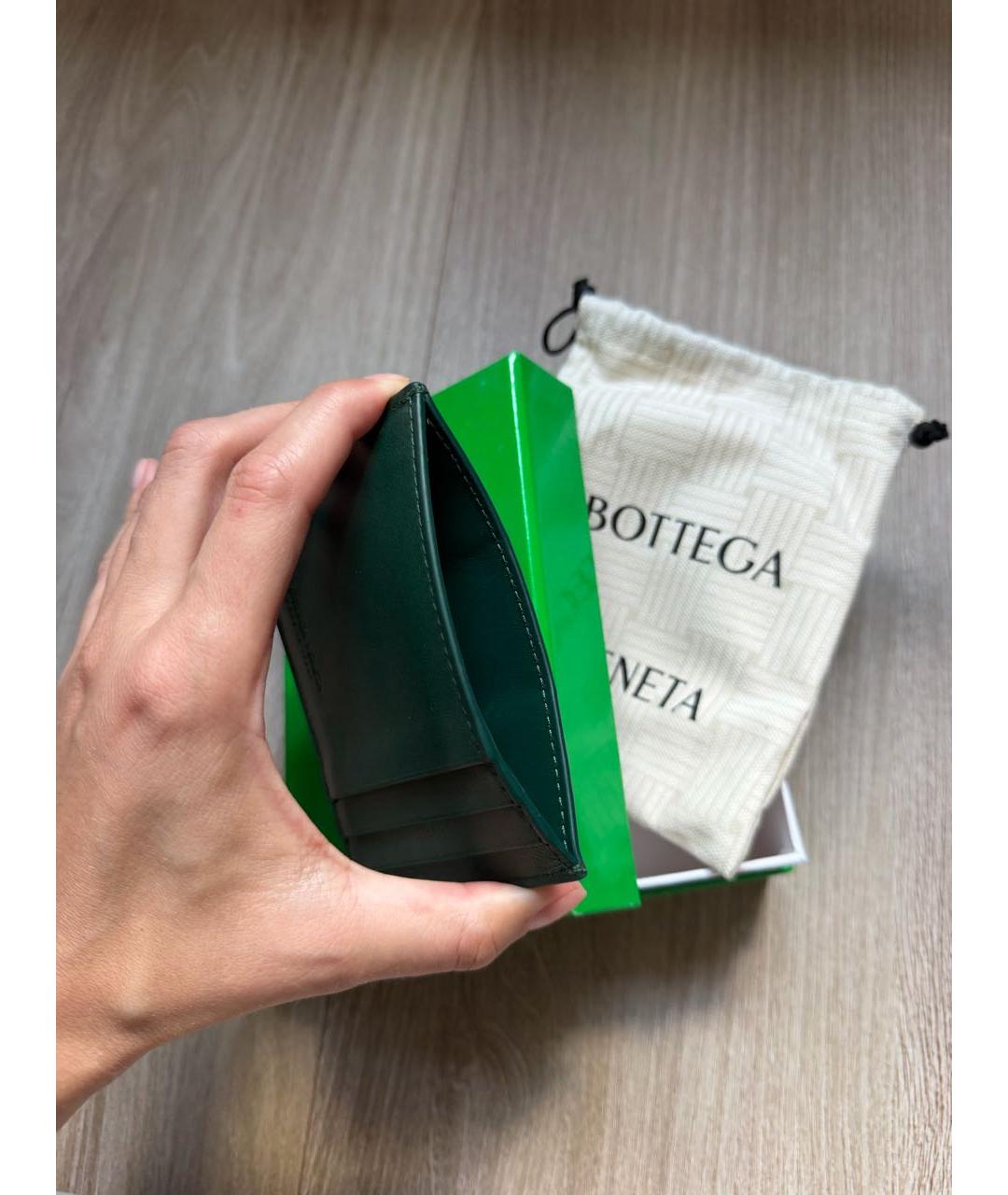 BOTTEGA VENETA Зеленый кожаный кардхолдер, фото 3