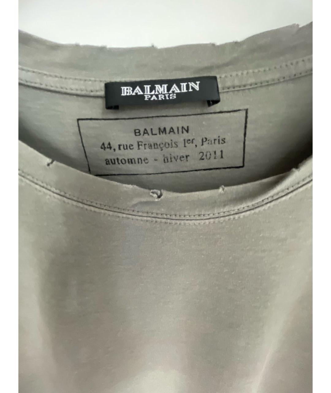 BALMAIN Антрацитовая хлопковая футболка, фото 4