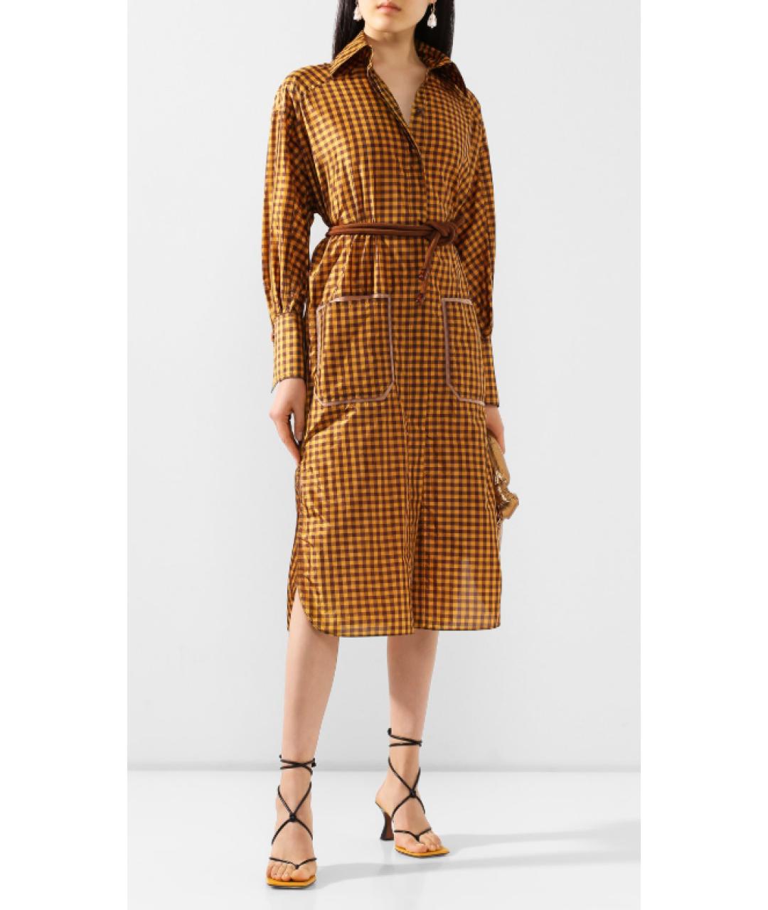 FENDI Золотое шелковое платье, фото 5