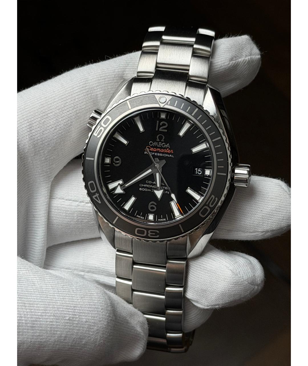 OMEGA Черные часы, фото 2