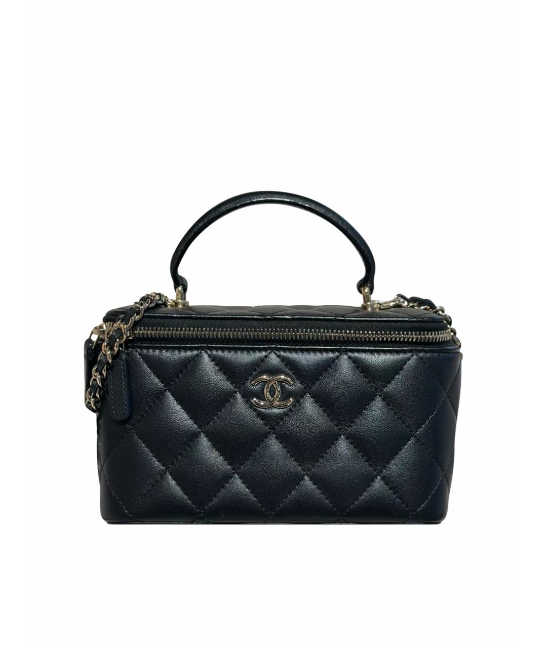 CHANEL Черная кожаная сумка с короткими ручками, фото 1