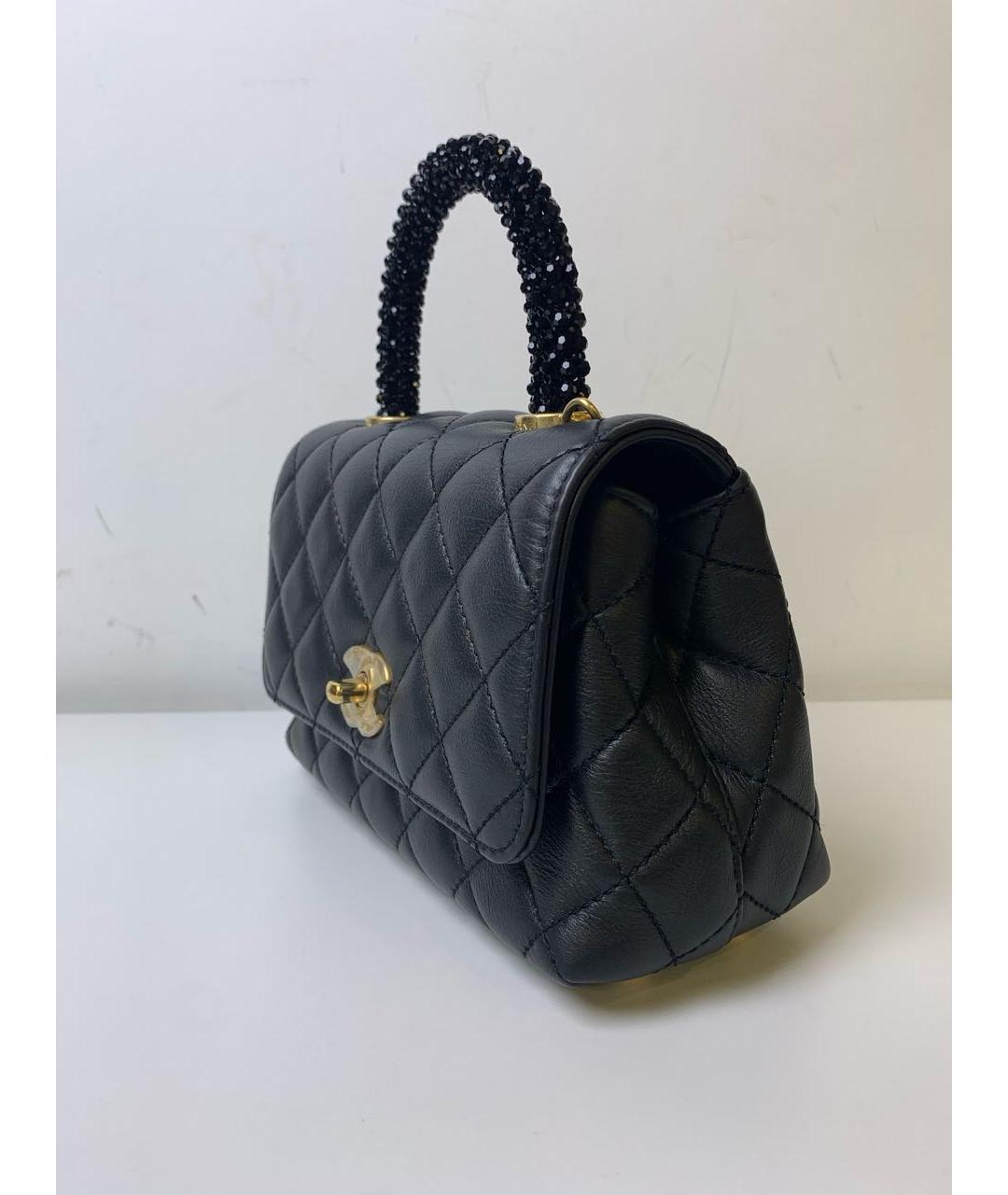 CHANEL Черная кожаная сумка с короткими ручками, фото 5