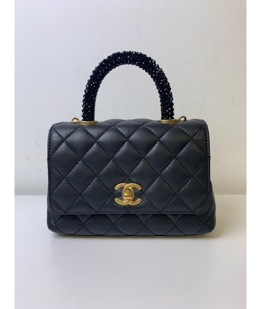 CHANEL Черная кожаная сумка с короткими ручками, фото 8