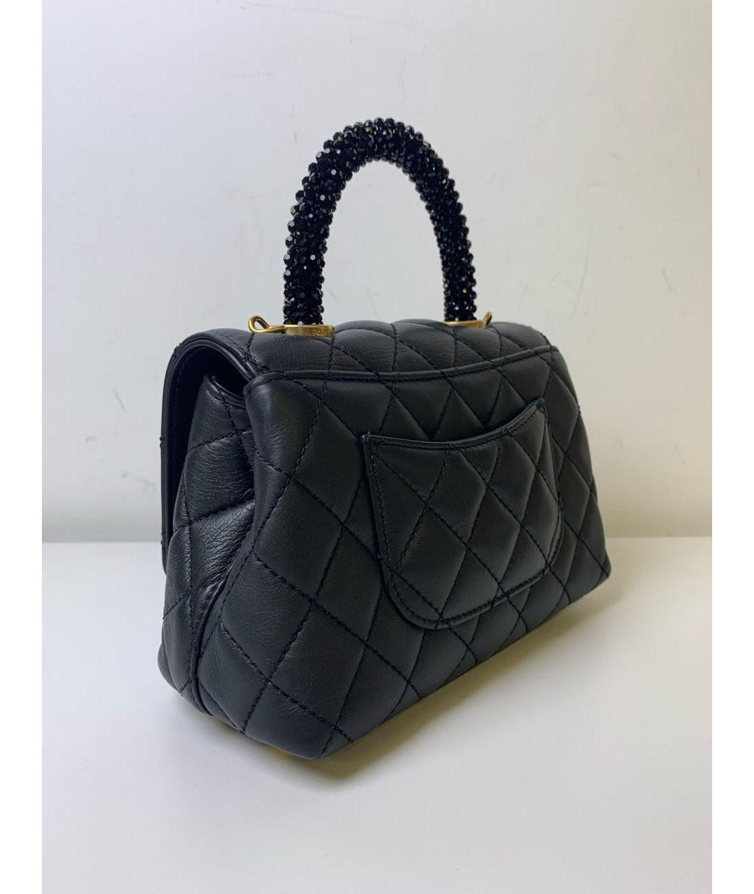 CHANEL Черная кожаная сумка с короткими ручками, фото 6