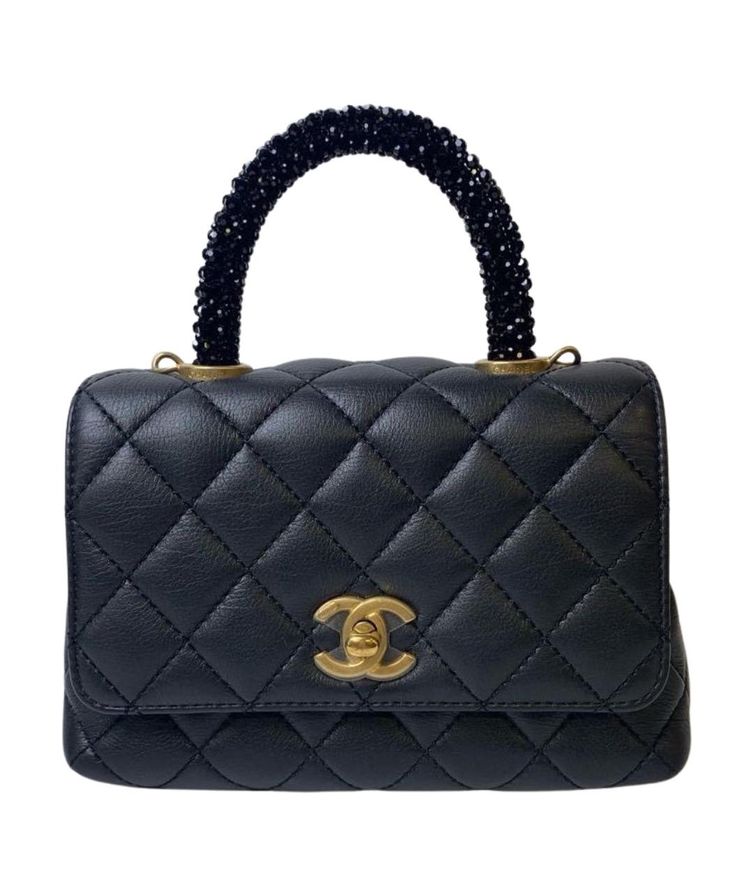 CHANEL Черная кожаная сумка с короткими ручками, фото 1