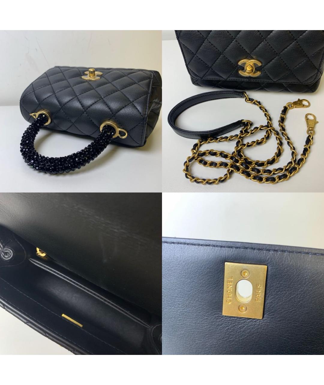 CHANEL Черная кожаная сумка с короткими ручками, фото 7