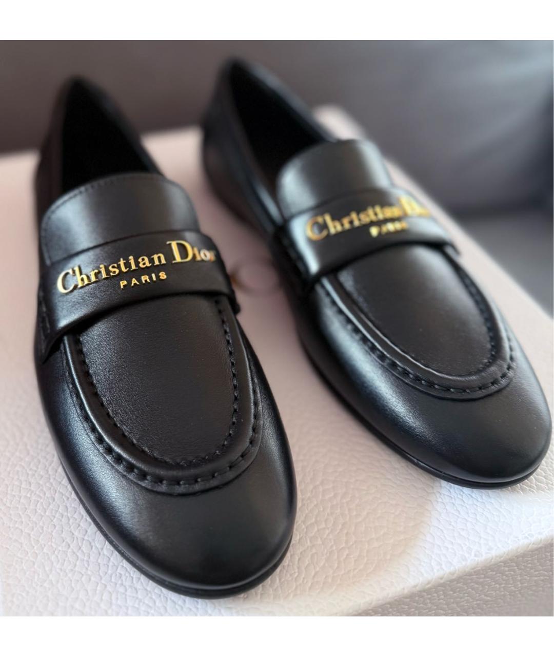 CHRISTIAN DIOR Черные кожаные лоферы, фото 3