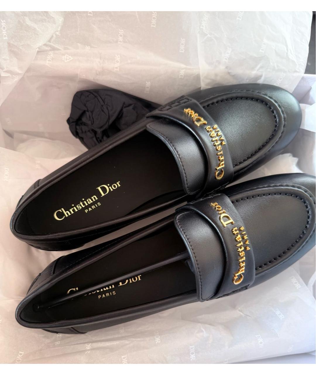 CHRISTIAN DIOR Черные кожаные лоферы, фото 4