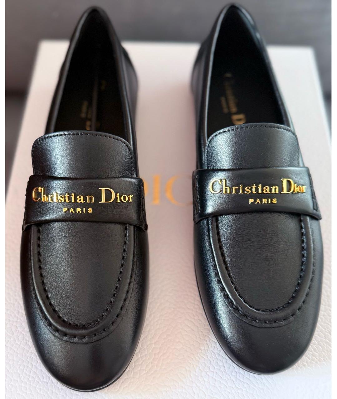 CHRISTIAN DIOR Черные кожаные лоферы, фото 8