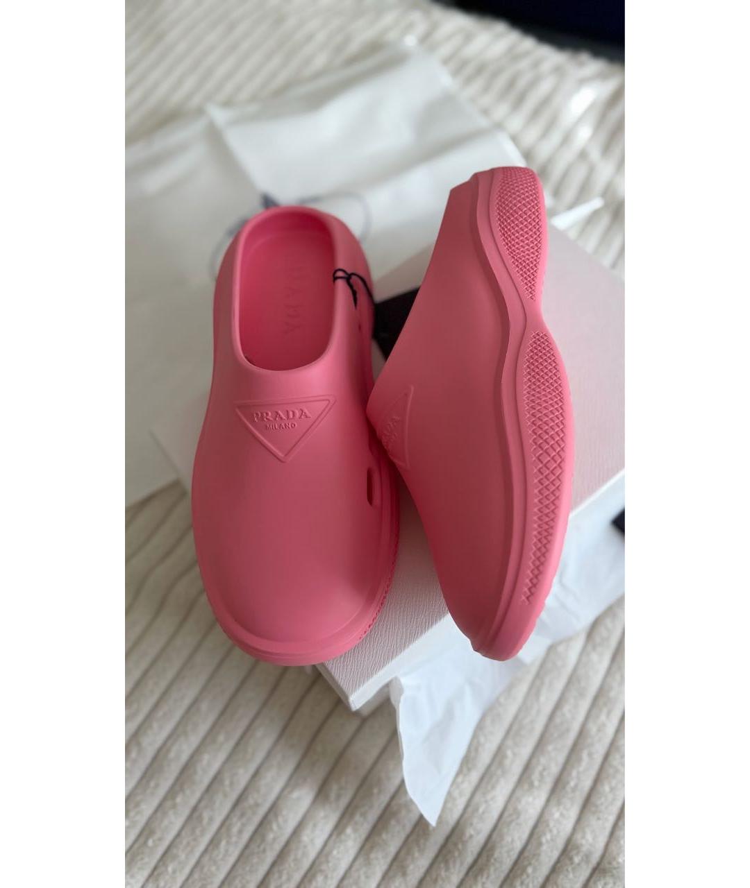PRADA Розовые резиновые сабо, фото 3
