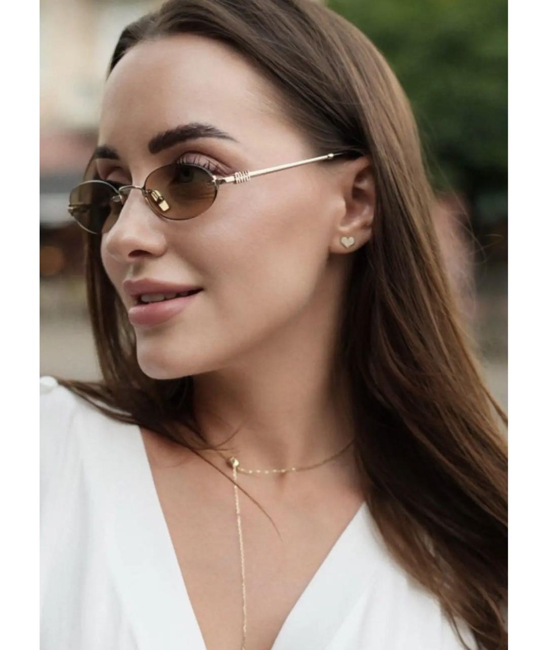 MIU MIU Желтые металлические солнцезащитные очки, фото 6