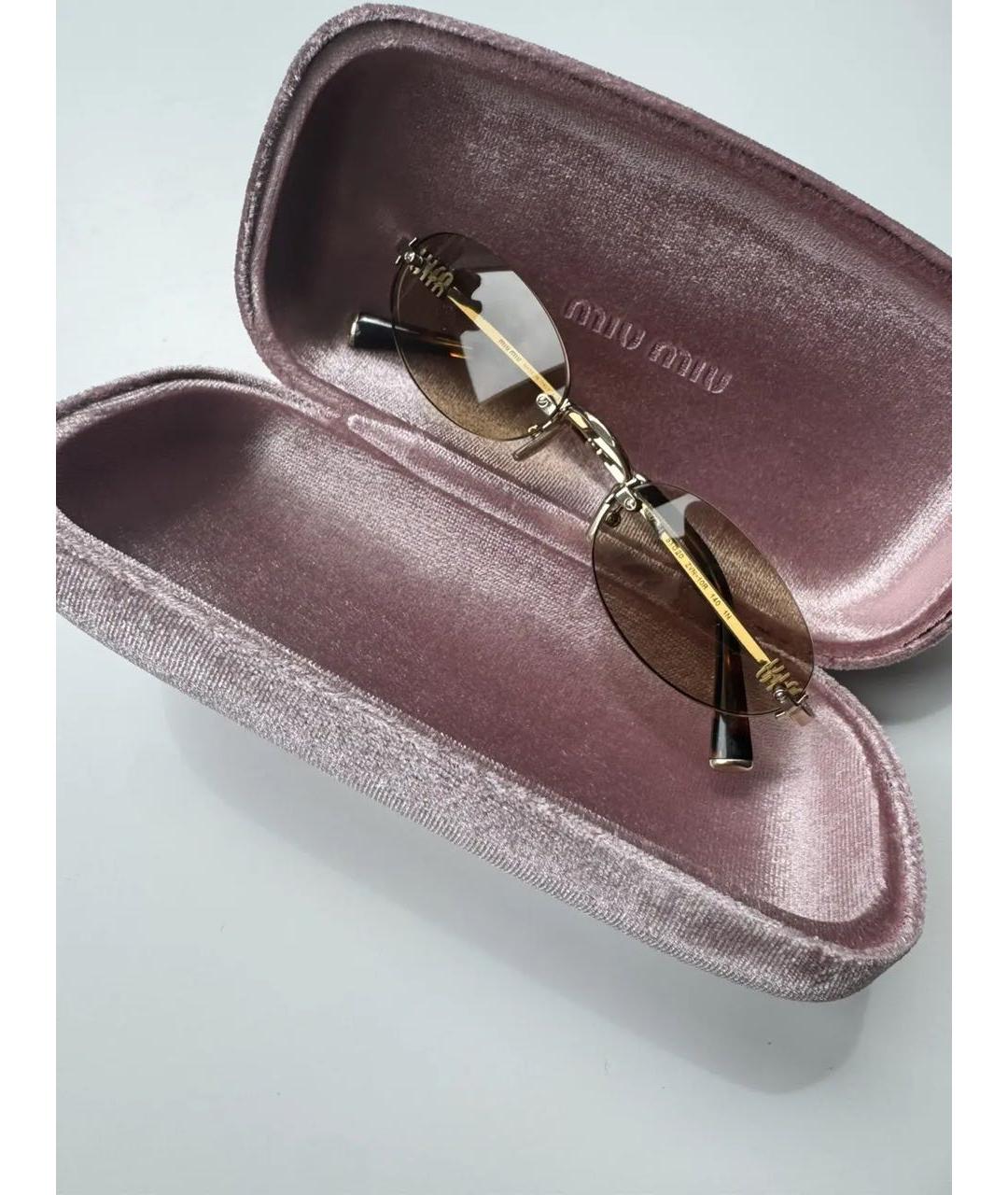 MIU MIU Желтые металлические солнцезащитные очки, фото 5
