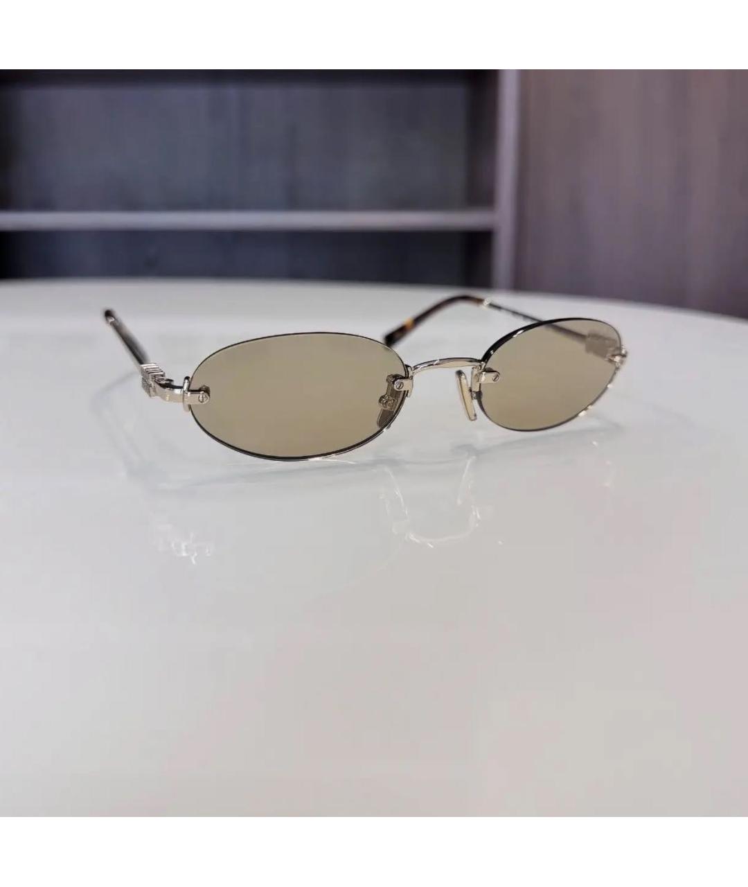 MIU MIU Желтые металлические солнцезащитные очки, фото 2