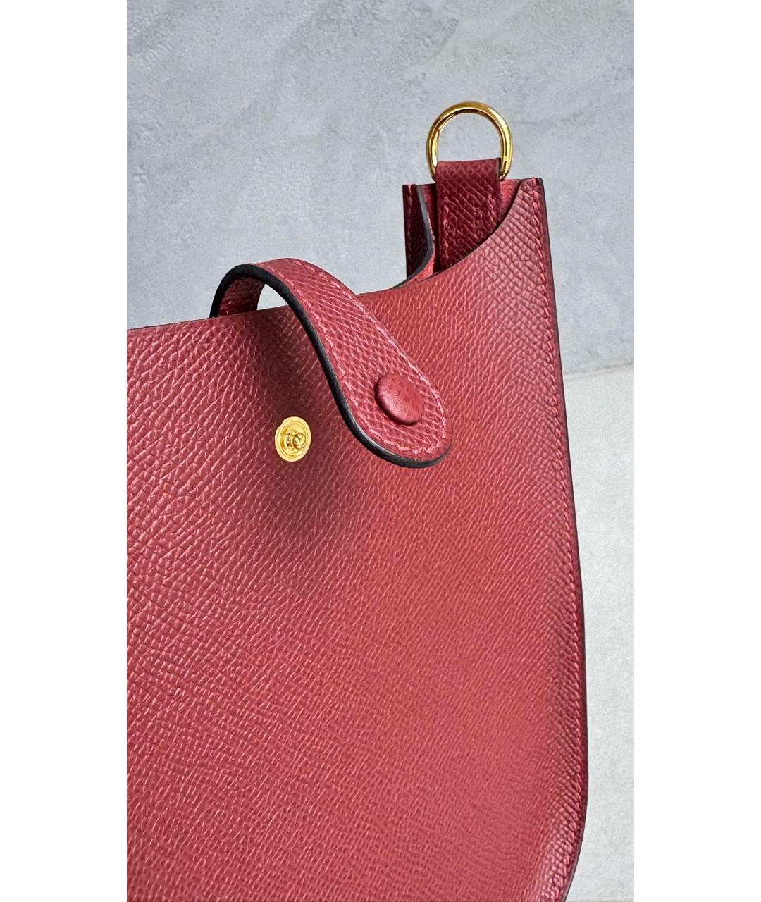 HERMES Бордовая кожаная сумка через плечо, фото 5