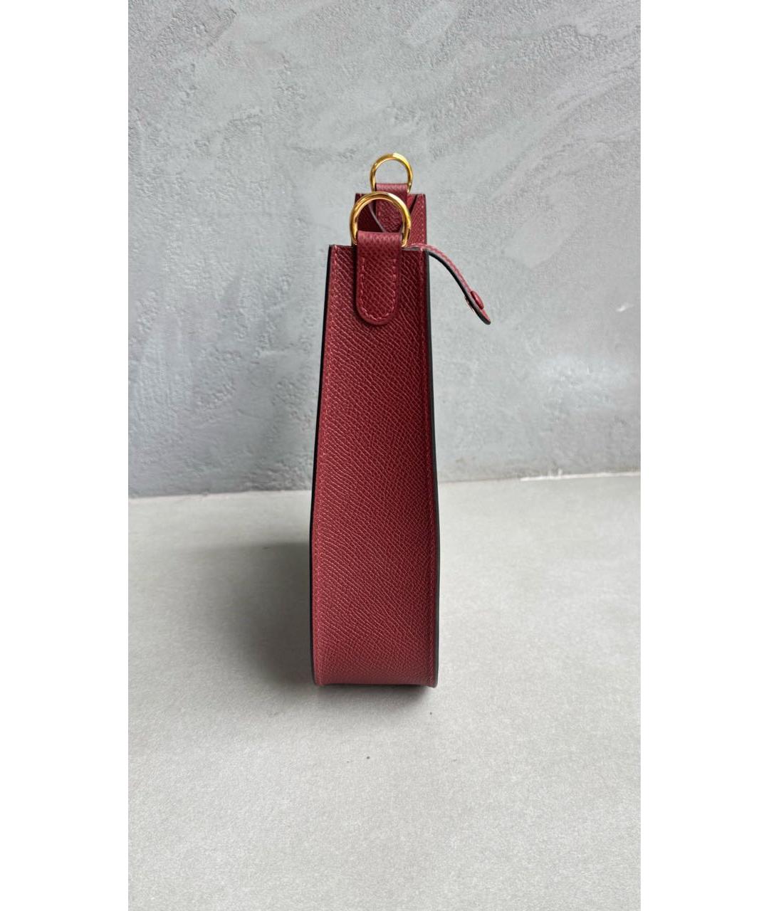 HERMES Бордовая кожаная сумка через плечо, фото 4