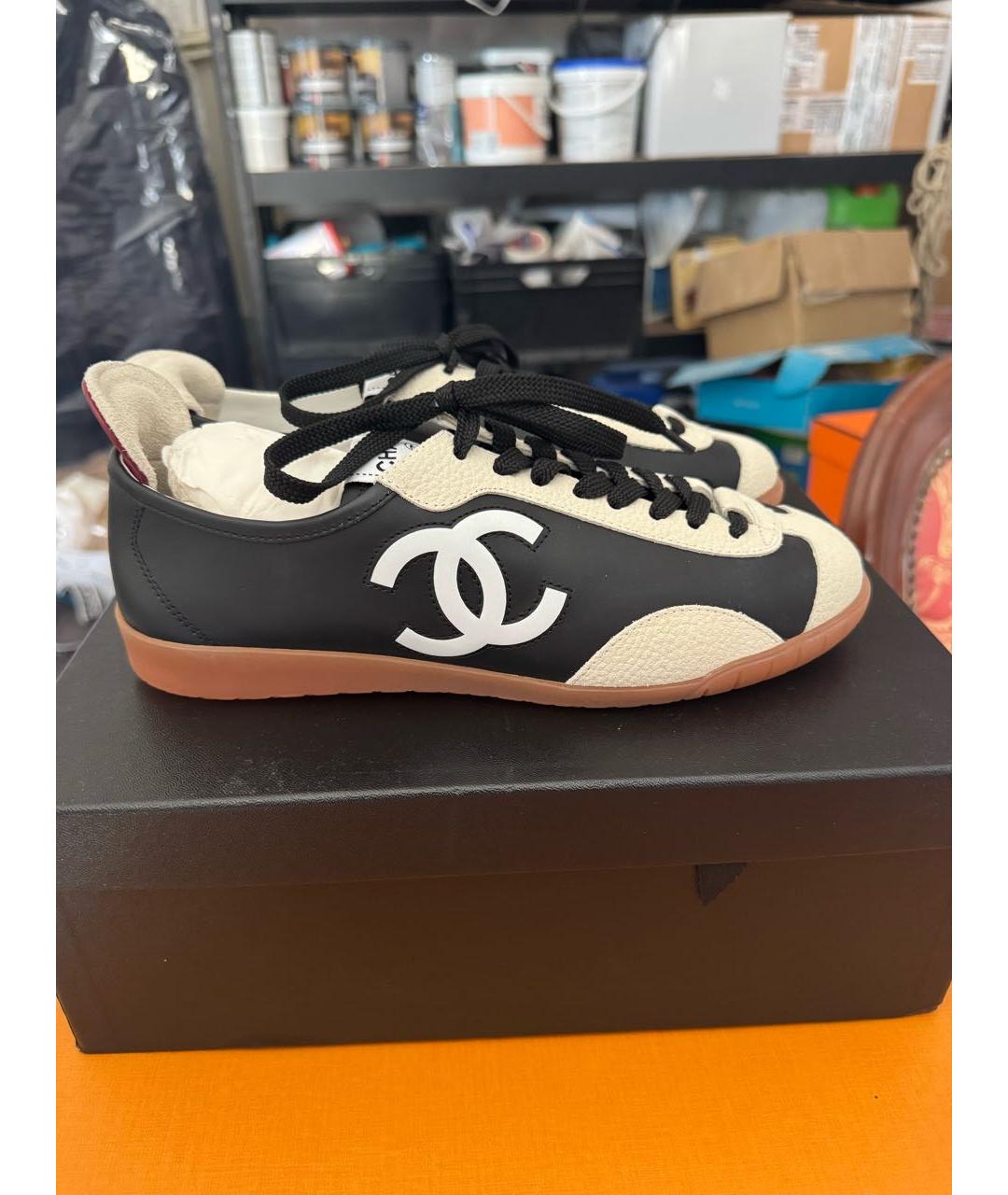CHANEL Черные кожаные кроссовки, фото 8