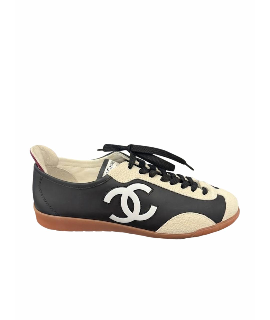 CHANEL Черные кожаные кроссовки, фото 1